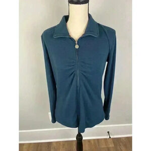 Gersemi Equestrian Milly Riding Shirt Half Zip Long Sleeve Women's M Blue Patch